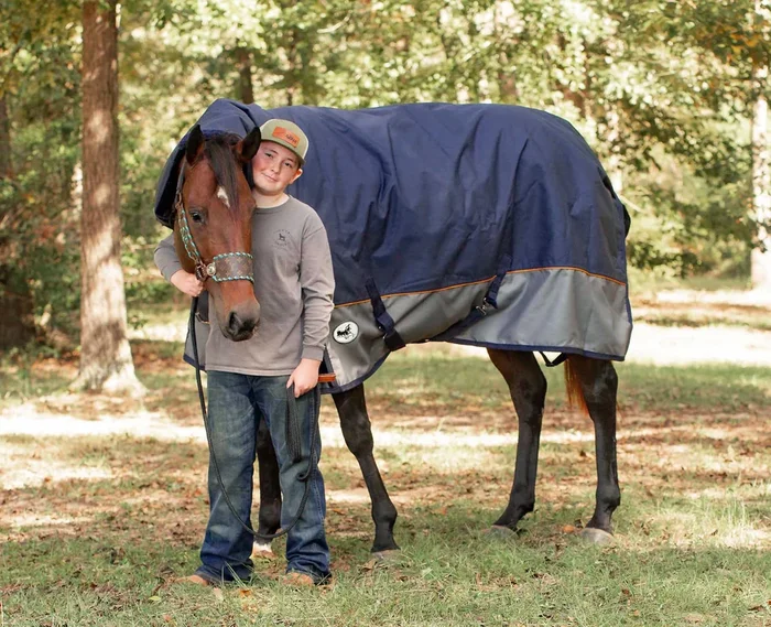 Manta para caballo Jeffers Economy Plus Combo Neck, azul marino/gris