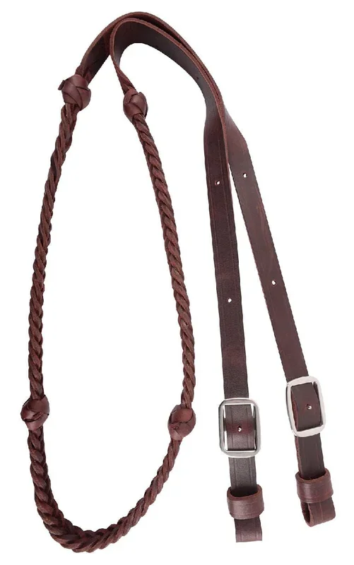 Martin Saddlery Braided 5-Strand Barrel Rein with Knots 7/8-inch Thick Buckle Ends