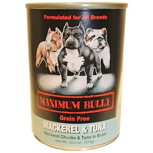 Maximum Bully Canned Dog Food – Tuna/Mackerel – 13.2 Oz – Case of 12