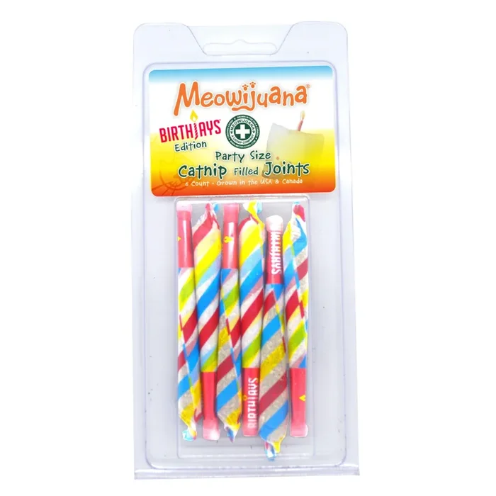 Meowijuana BirthJay Party Sized Catnip Joints Cat Treats – 6 Count