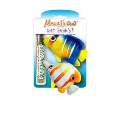 Meowijuanna Get Bubbly Tropical Fish Plush Catnip Cat Toy with Refillable Catnip – 2 Pack
