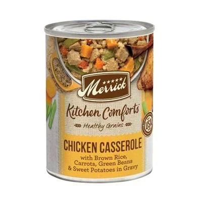 Merrick Kitchen Comforts Healthy Grains Chicken and Vegetable Casserole in Gravy Canned Dog Food – 12.75 Oz – Case of 12