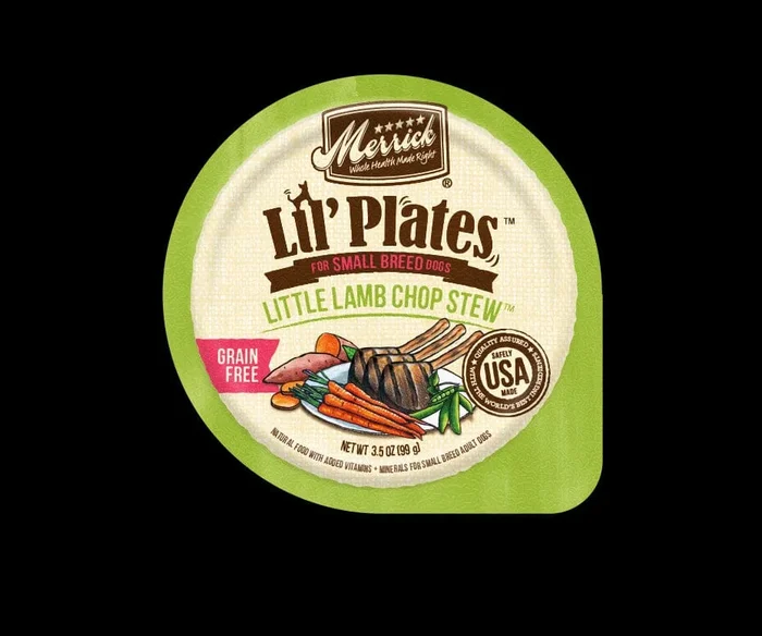 Merrick Lil’ Plates Grain-Free Lil’ Tubs Little Lamb Chop Small Breed Dog Food – 3.5 oz Tubs – Case of 12