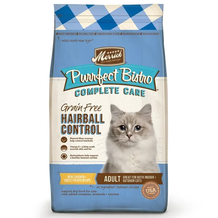 Merrick Purrfect Bistro Grain-Free Complete Care Hairball Control Recipe Dry Cat Food – 12 lb Bag