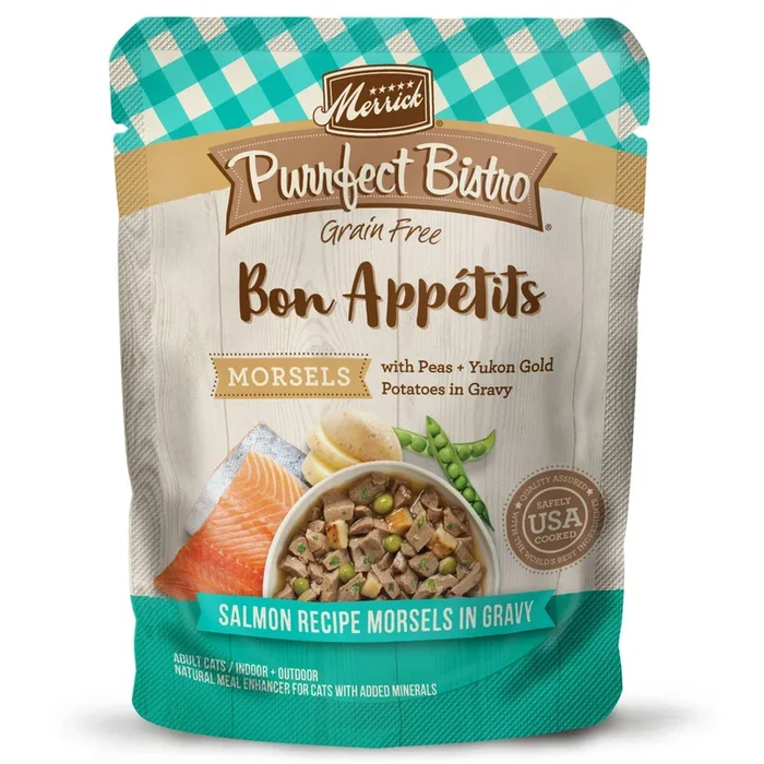 Merrick Purrfect Bistro Grain-Free Salmon Morsels Wet Cat Food – 3 oz Cans – Case of 24