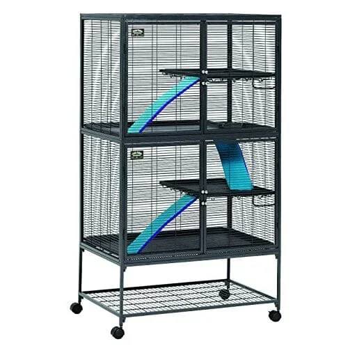 Midwest Homes Critter Nation Double Unit Small Animal Cage – Gray – Dbl