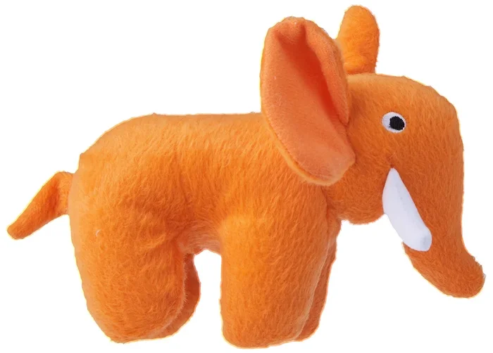 Mighty Junior Safari Elephant Squeak and Plush Floating Dog Toy- Orange – Small