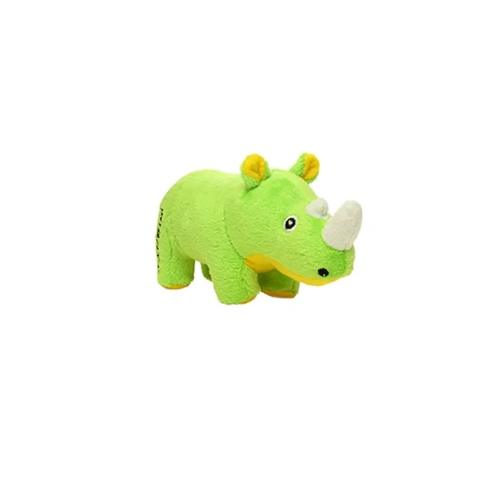 Mighty Junior Safari Rhino Squeak and Plush Floating Dog Toy – Green – Small