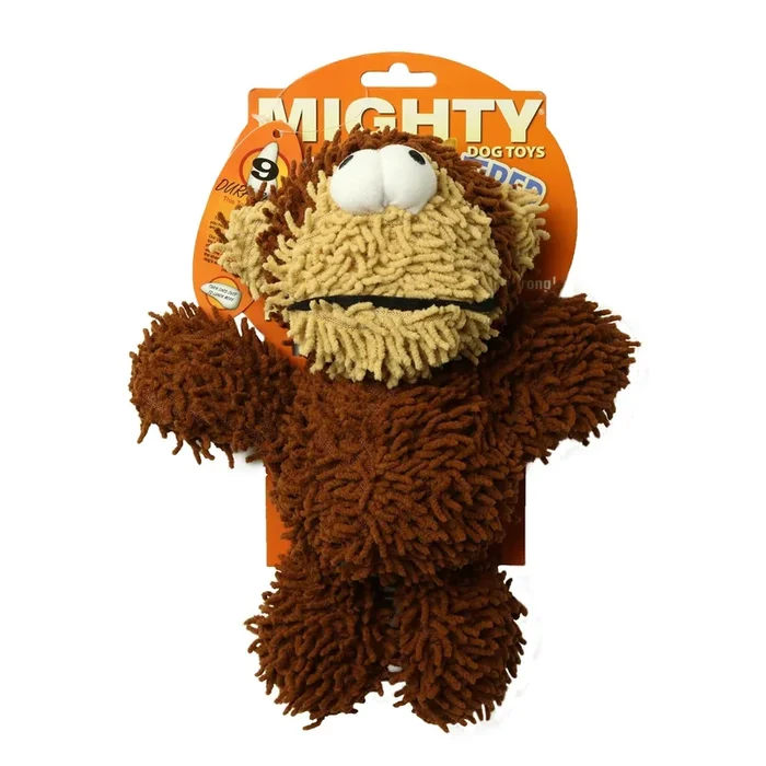 Mighty Microfiber Monkey Ball Floating Squeak and Plush Dog Toy – Brown – Large