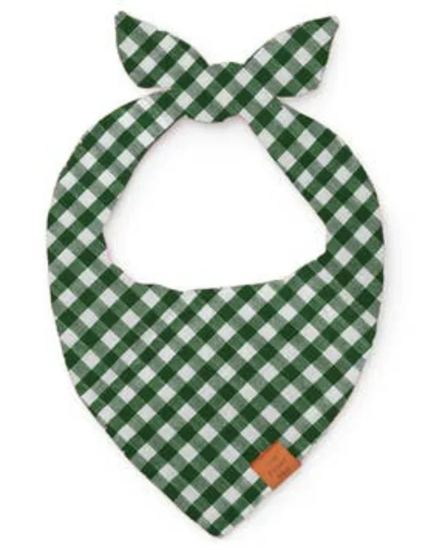 Mini Gingham Hunter Green Dog Bandana (Made in the USA) (FINAL SALE)