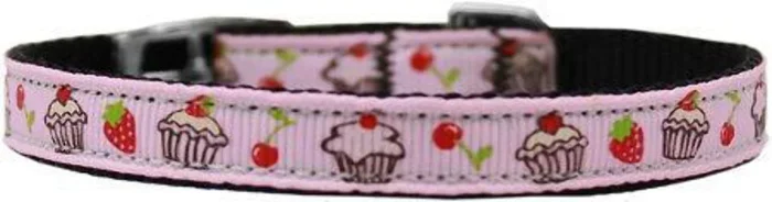 Mirage Pet Products 38LPK12 Cupcakes Nylon Dog Collar with Classic Buckle, Size 12, Pink