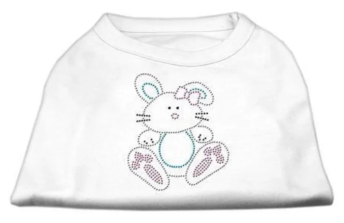 Mirage Pet Products Bunny Rhinestone Dog Shirt, Medium, White