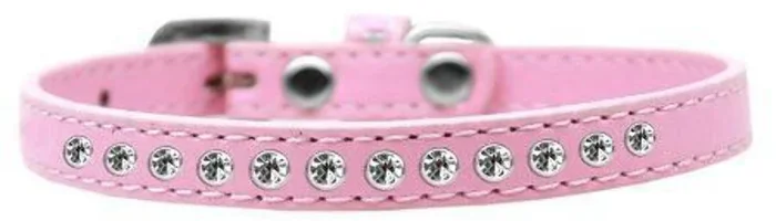 Mirage Pet Products Clear Crystal Puppy Dog Collar, Size 8, Light Pink