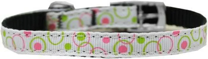 Mirage Pet Products Retro 3/8″ Nylon Dog Collar with Classic Buckle, Size 14, White