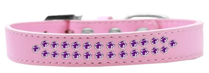 Mirage Pet Products Two Row Purple Crystal Light Pink Dog Collar, Size 20