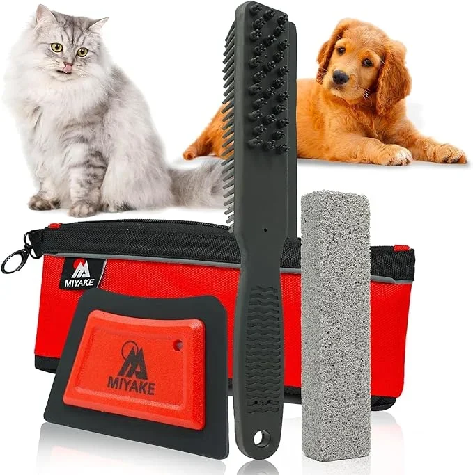 Miyake 3-in-1 Pet Hair Removal Tool Kits – Auto Detailing, Couch, Furniture, Lint & Carpet Cleaner, Cat and Dog Hair Remover, Car Detailing Supply & Home Tools