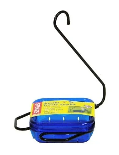 More Birds Snacks ‘N’ Treats Single Dish Hanging Wild Bird Feeder – Blue – .8 Lbs Cap