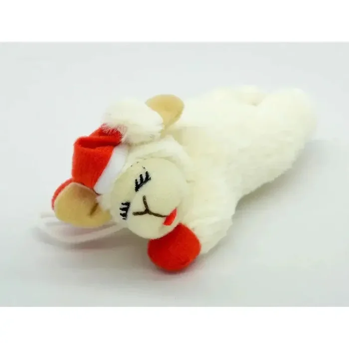 Multipet Holiday Lamb Chop w/ Santa Hat Cat Toy 4″