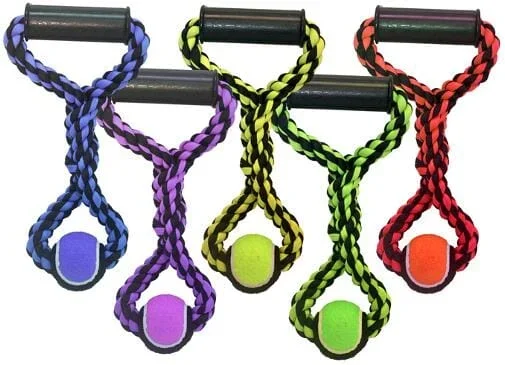 Multipet Nuts for Knots Rope and Tennis Ball Wide Tug Dog Toy – Assorted – 14″ Inches