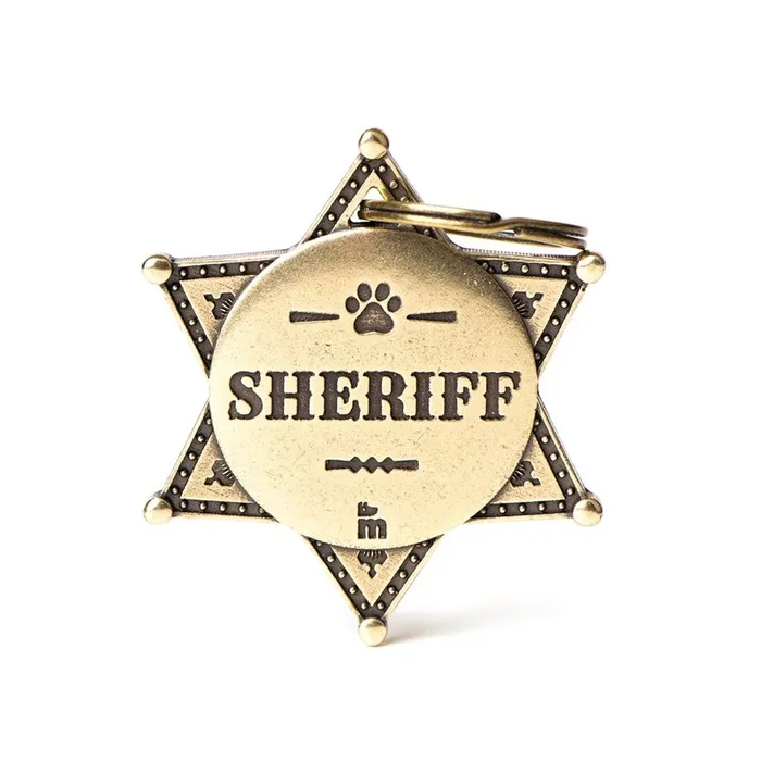 MyFamily Bronx Sheriff Badge ID Tag, English Brass