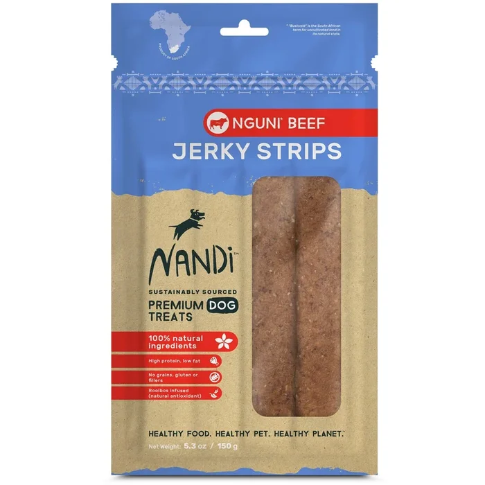 Nandi Nguni Beef Jerky Strips Dog Jerky Treats – 5.3 oz