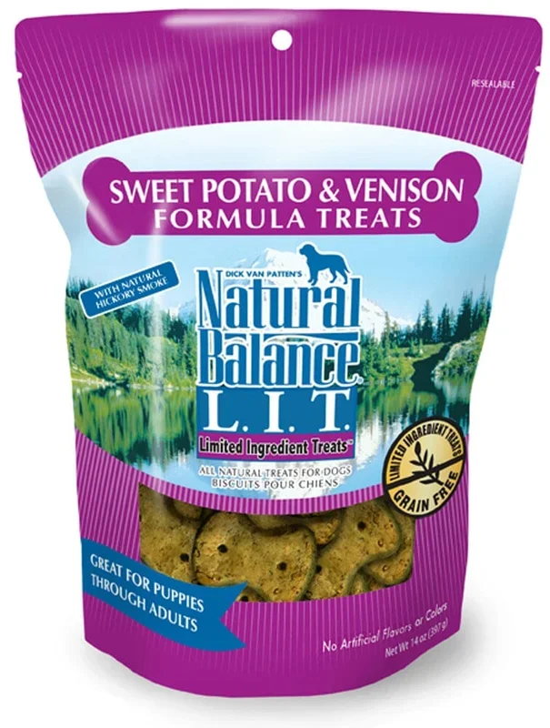 Natural Balance Pet Foods Limited Ingredient Treats Original Biscuits Dog Treats – Venison & Sweet Potato – 14 Oz