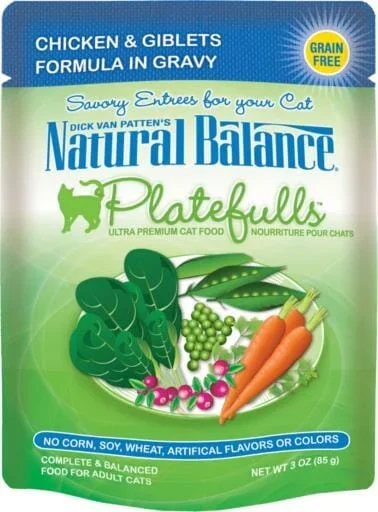 Natural Balance Platefulls Regular Grain Free Chicken and Giblets in Gravy Cat Pouch Wet Cat Food Pouch Wet Cat Food