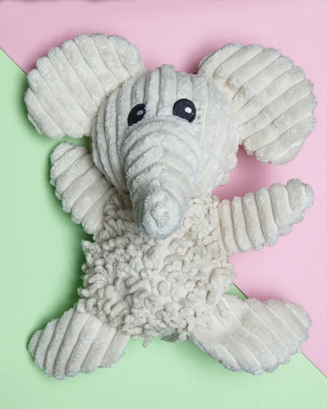 Natural Elephant Squeaky Plush Dog Toy