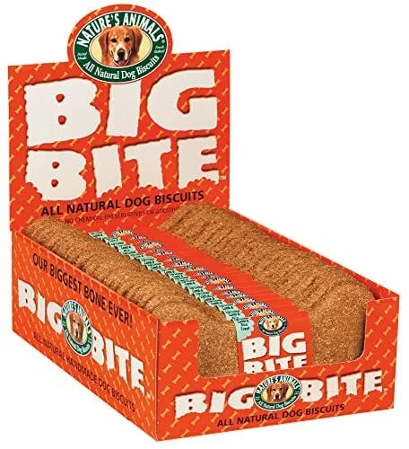 Nature’s Animals Big Bite Dog Biscuits Treats – Cheddar Cheese – 8 In – 24 Pack