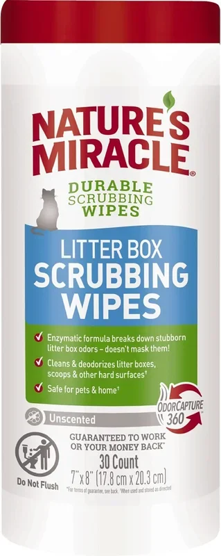 Nature’s Mircale Litter Box Scrubbing Cat Wipes – 30 Count