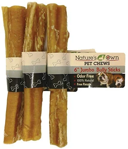 Nature’s Own USA Odor-Free Bully Sticks and Natural Chews – Beef – 6 In – 40 Pack