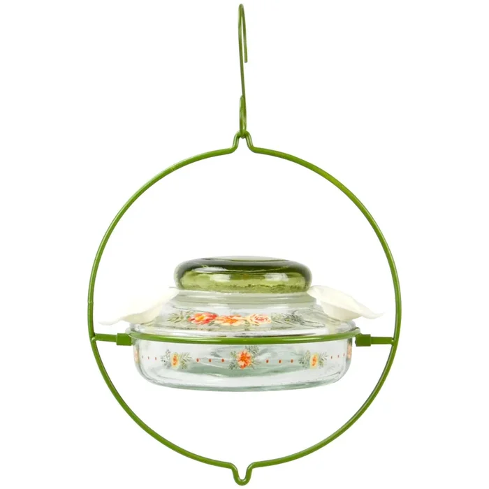 Nature’s Way Decorative Glass Top-Fill Hummingbird Feeder Gardenia Bouquet