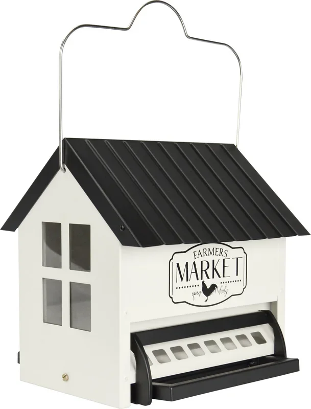 Nature’s Way Squirrel Shield Metal and Squirrel-proof Hopper Wild Bird Feeder – White – 5.5 Qt Cap