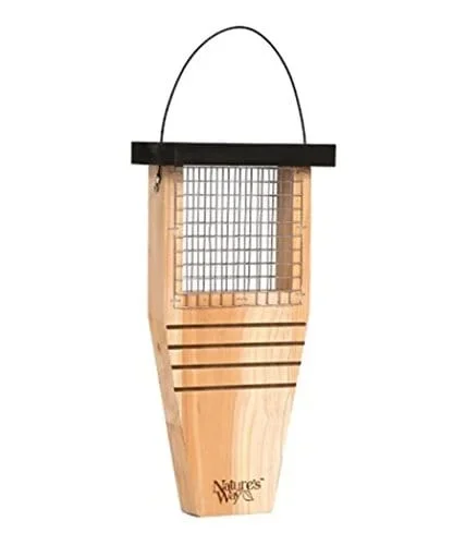 Nature’s Way Tail Prop Suet and Seed Cake Wild Bird Feeder – Cedar – 14 X 7.875 X 3 In