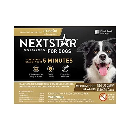 Nextstar Flea & Tick Topical for Dogs – 23 – 44 Lbs – 3 Count