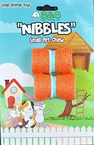 Nibbles Loofah Sushi Rolls Chews Small Animal Chewy Treats – Small – 2 Pack