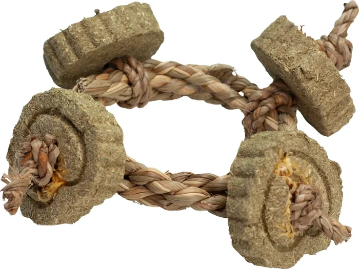 Nibbles Timothy Hay Braided Rope Circle Chew Toy Small Animal Chewy Treats –