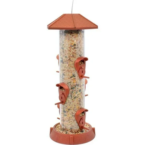 North States Village Collection 2-In-1 Hinged Port Bird Feeder Brown