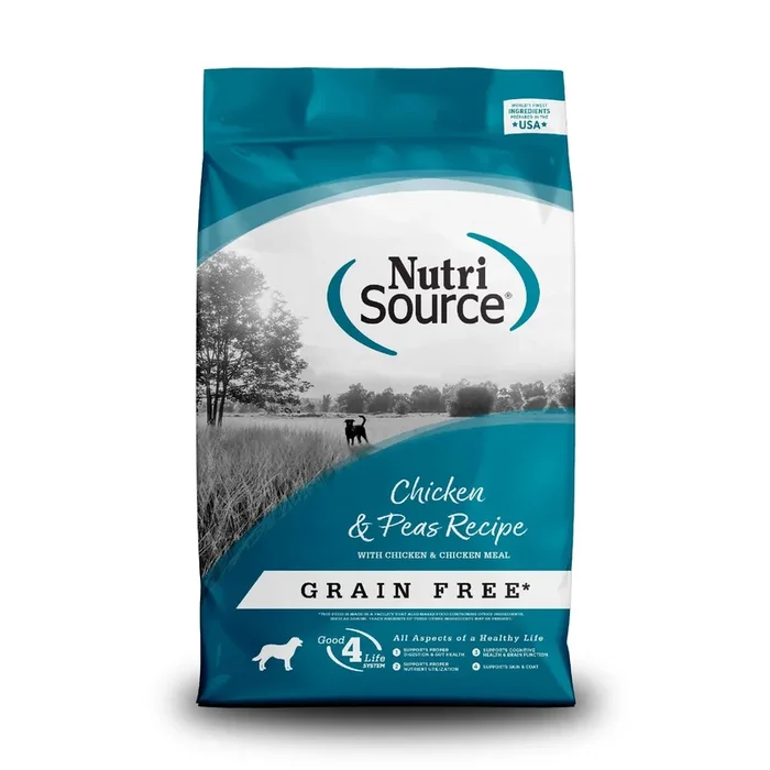 Nutrisource Grain-Free Chicken and Peas Dry Dog Food – 26 Lbs