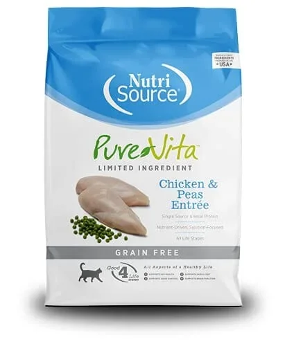Nutrisource Pure Vita Grain Free Chicken & Peas Entrée Dry Cat Food – 15 lb Bag
