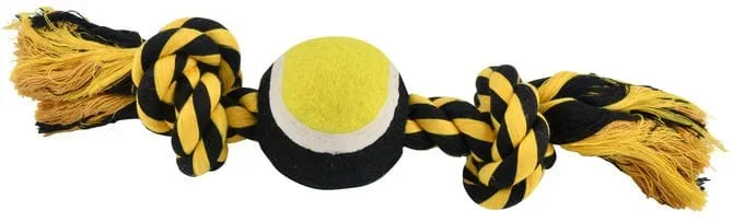Nuts for Knots 2 Knot Rope with Tennis Ball Dog Toy, Assorted, 10″