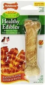 Nylabone Healthy Edibles Natural Chew Dog Biscuits Treats – Bacon – Reg