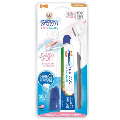 Nylabone, Nylabone Advanced Oral Care Puppy Dental Kit with Pillowy Soft-Bristle Toothbrush, Puppy, 1 Each/3 Count
