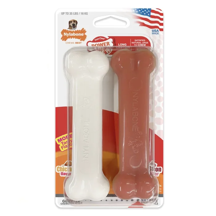 Nylabone Power Chew Bacon Chicken Durable Dog Chew Toy Pack Bacon Chicken, 1ea/Medium/Wolf Up To 35 Lbs. 2 ct
