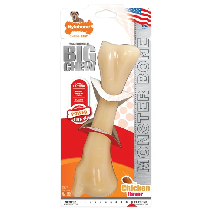 Nylabone Power Chew Monster Bone Big Dog Chew Toy Chicken, 1ea/XXL/Monster 50 Lbs. 1 ct