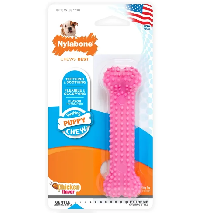 Nylabone Puppy Teething Soothing Flexible Chew Toy Chicken, Pink, 1ea/XS/Petite Up To 15 Lbs. 1 ct