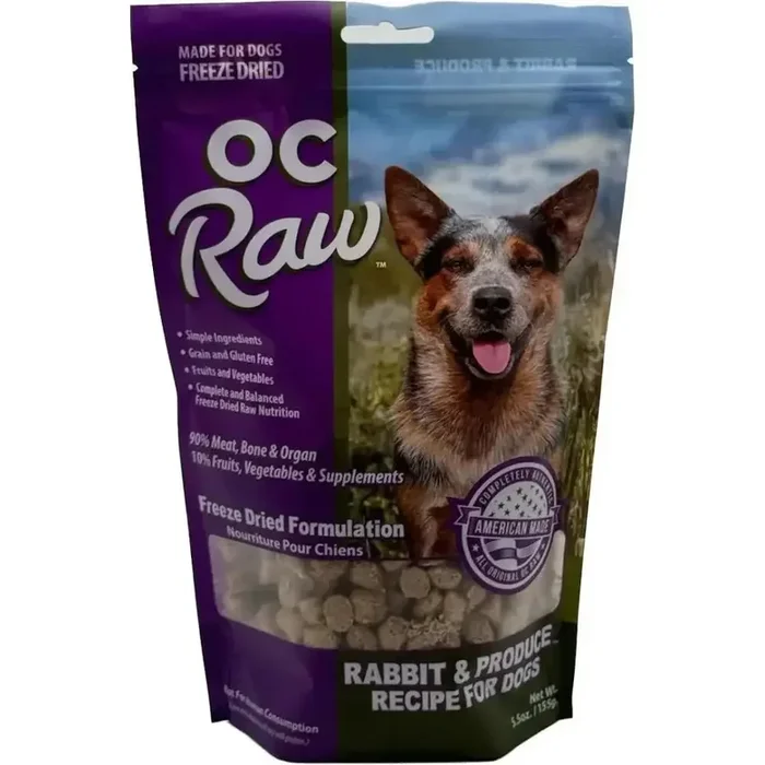 OC Raw Freeze Dried Meaty Rox Rabbit & Produce Dog Food 5.5oz