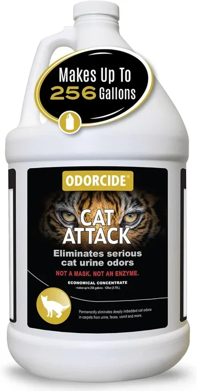 Odorcide Cat Attack Concentrate – Cat Urine Remover for Carpet & Upholstery – Litter Box Odor Eliminator