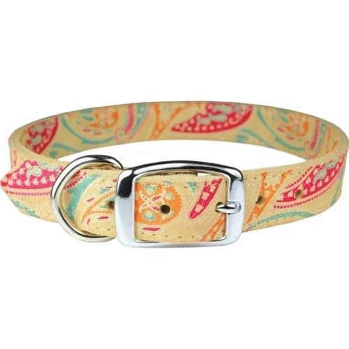 Omni Pet, Leather Paisley Dog Collar, 1 X 22 Inches,Sand