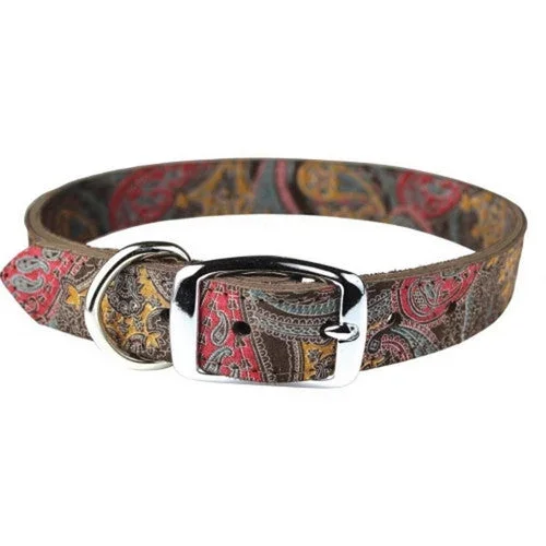 Omni Pet, Leather Paisley Dog Collar, 1 X 26 Inches,Chocolate